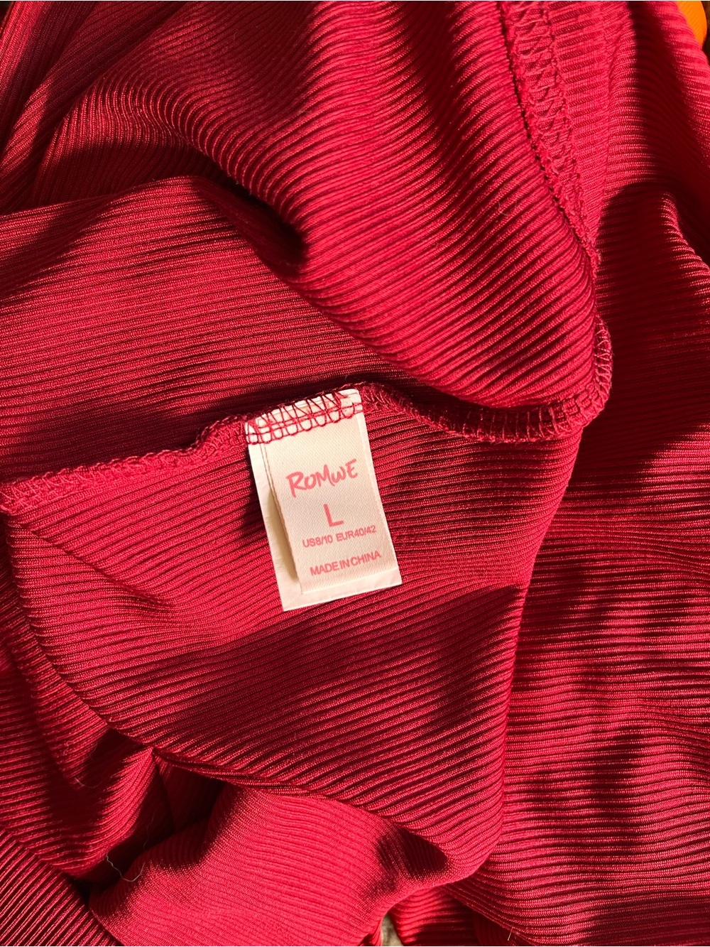 ROMWE Off-Shoulder Ribbed Mini Dress in Red - Picture 2 of 4